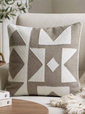 Article Geometric Accent Pillow - Cream and Tan
